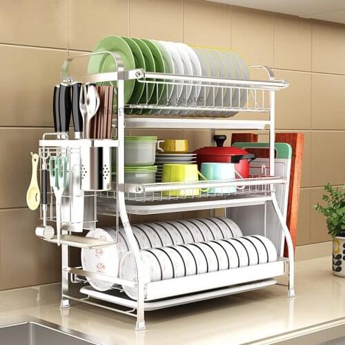 Kitchen god good product 304 stainless steel dish rack drain rack to dry tableware chopsticks dish storage storage kitchen rack