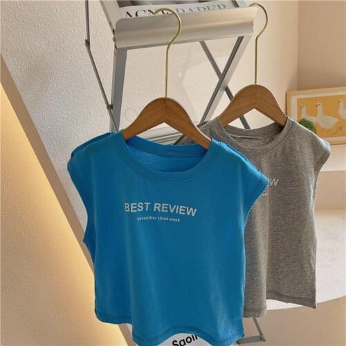 Summer Kids Vest Shirts 2-8 Y Baby Boys Casual Loose Cotton Sleeveless Vest Childrens Clothing Fashion Letter Boys Vest Tops
