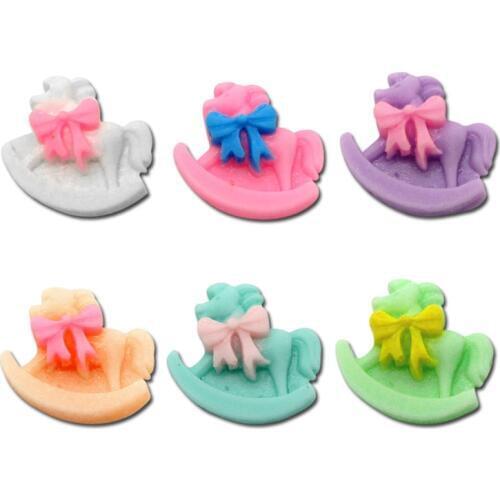 LF 30Pcs Mixed Resin Rocking Horse Decoration Crafts Flatback Cabochon Embellishments For Scrapbooking Cute Diy Accessories