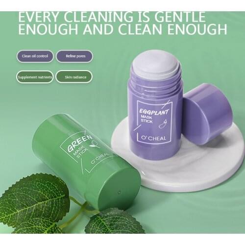 Green Tea Oil Control Eggplant Acne Cleansing Mask Skin Care Moisturizing Remove Blackhead Fine Pores Mud Mask Face Care