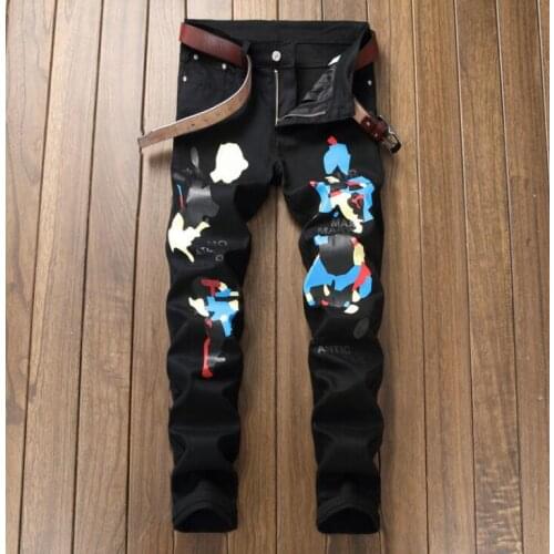 Personal digital printing cheap jeans men biker jeans men trousers male denim pants masculino motorcycle fashion designer