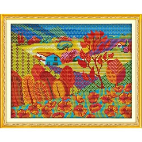 Joy sunday Needlework Cross stitch kit, Embroidery cross stitch pattern, autumn cross stitch printing canvas decoration painting