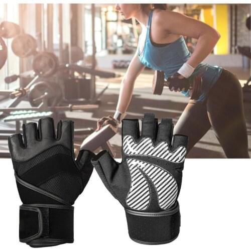 2Pcs Unisex Fitness Gloves Gymnastics Training Nylon Weight Lifting Gym with Wrist Wrap Half Finger Gloves for Driving
