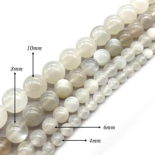 Natural Stone White Moonstone Round Loose Charm BeadsFitMulti-purpose Jewelry Making 4 6 8 10 12MMPick Size J287