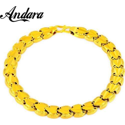 New 24K Gold Plated Korean Gold Love Bracelet Luxury Woman Bracelet Wholesale African Jewelry 6MM 8