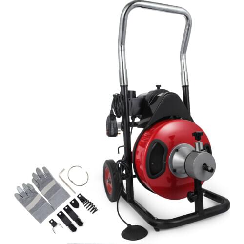 Drill Drain Auger Cleaner 50FT Long 1/2'' Wide Electric Drain Cleaning Machine 4 Cutter