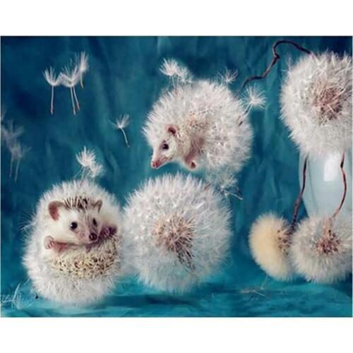 Dandelion & Hedgehog Diamond Embroidery DIY Diamond Painting round Cross Stitch Needlework Full Rhinestones Home Decor gift