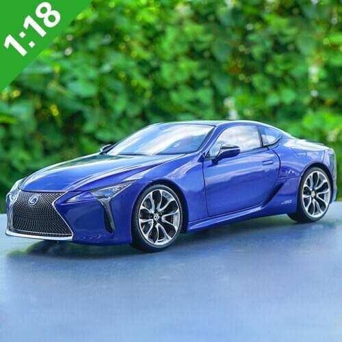 Original factory authentic 1:18 LEXUS LC500h LC500 blue diecast metal scale car models for gift, collection, toys