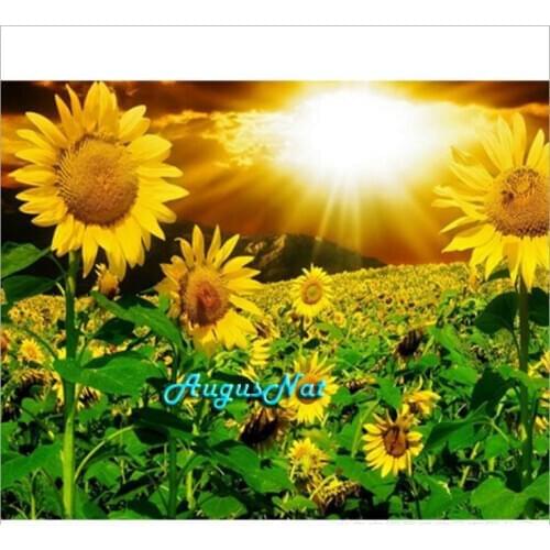 Sunflower diamond painting full square yellow floral diamond dots kits crystal landscape wall art scenery diamond craft gifts