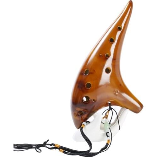 Professional Ocarina 12 Hole Alto C Smoked Ceramic Ocarina Tenor Musical Collection