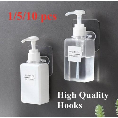 1/5/10pcs Transparent Hook Strong Self Adhesive Door Wall Hangers Hook Key Cleanser Clothes Hanger Kitchen Bathroom Accessories