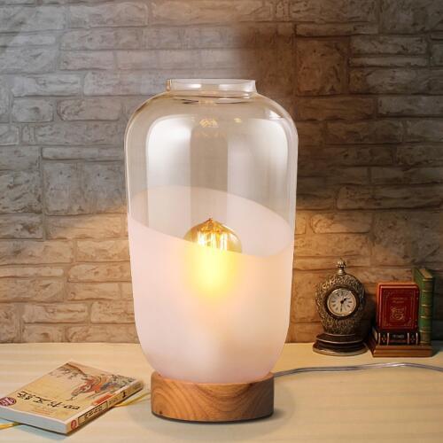 Hand Engraved Wood Desk Lamp. Glass jar Art Deco Table Lamp desk lights Bedside/Study/Foyer reading lamp wood lighting fixture