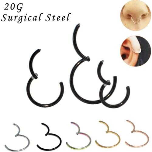 10pcs Surgical Steel Segment Hinged Rings Septum Nose Clicker Piercing Nose Lip Earrings Helix Nose Piercing Body 20G Wholesale