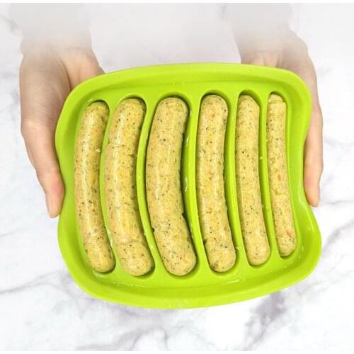 Silicone Ham Hot Dog Burger Make Mould DIY Sausage Making Mould Baby Food Supplement Baking Tools Kitchen Props With 6 Grid