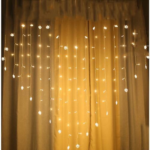 LED Fairy String Curtain Light Heart-shaped 2M*1.5M 128 Leds For Christmas Wedding Party Window Home Bedroom Decor