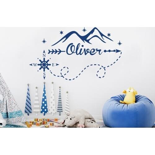 Boys Kids Bedroom Decoration Mountains Personalized Name Wall Sticker Fashion Star Poster Mural Beauty Home Decor XL49