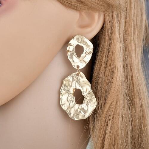 MESTILO 2019 Modern Fashion Women Jewelry Gold Silver Color Irregular Geometric Earrings For Women Retro Round Alloy Jewelry Hot