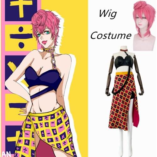 Anime JoJos Bizarre Adventure Golden Wind Trish Una Cosplay Costume Dress Women Grils Adult Halloween Role Play Customizable