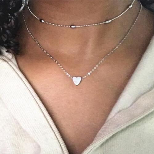 New Fashion Trendy Double Horn Pendant Heart Necklace Gold Dot Luna Necklace Women Phase Heart Necklace Drop shipping