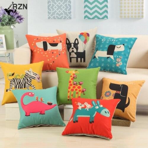 1Pcs Dog Zebra Donkey Pattern Cotton Linen Throw Pillow Cushion Cover Home Decoration Sofa Bed Decor Decorative Pillowcase 40329