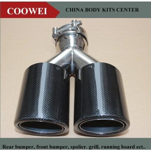 1PCS DUAL Exhaust Tip Glossy carbon fiber tail tip exhaust pipe tail quad exhaust muffler tip