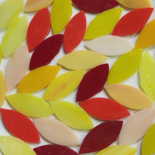 20 Pcs Mixed Color Leaf Shape Mosaic Tiles Stained Glass DIY Coaster Tiffany Lamp Mosaic Puzzle Art Wall Decoration Material