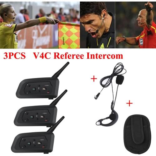 3Pcs Vnetphone V4C 1200M Waterproof Motorcycle Interphone Football Referee Headset Full Duplex Bluetooth Referee Intercom