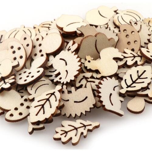 50pcs Home Decoration Hanging Ornament Accessory Painting Scrapbooking Craft Wooden DIY Animals Shape Handmade