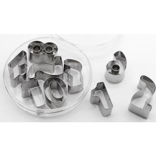 9pcs/lot Creative Number Cookie Cutters Set Premium Stainless Steel Biscuit Mold Fondant Cutter Kitchen Baking Tool LB 392
