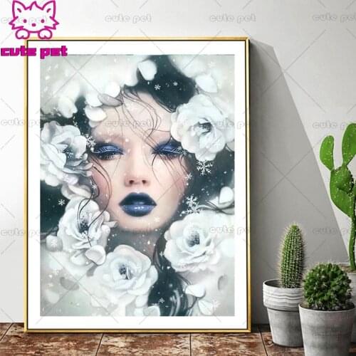 Diy diamond embroidery flower woman diamond painting full square/round mosaic abstract girl picture of rhinestone home decor
