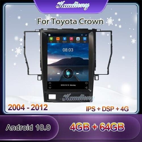 Kaudiony 10.4" Tesla Style Android 10.0 Car Radio For Toyota Crown Car Multimedia Player Auto GPS Navigation Stereo 4G 2004-2012
