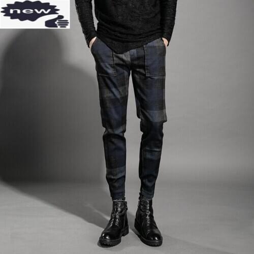 Fashion Mens Cotton Plaid Jogging Spring Autumn Drawstring Waist Pencil Pants Male Casual Hip Hop Long Trousers Streetwear