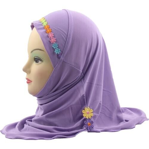 Girls Hijab Kids Muslim Islamic Scarf Shawls with Beautiful Flowers for 2 to 7 years old Girls Wholesale