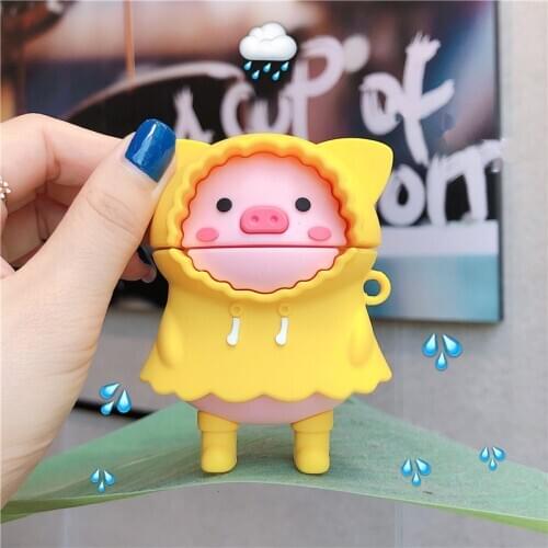 For Airpods Pro 3 Cute Cartoon 3D Raincoat Pig Earpods Case for Apple Airpods 1 2 3 Kawaii Piggy Wireless Earphone Headset Cover