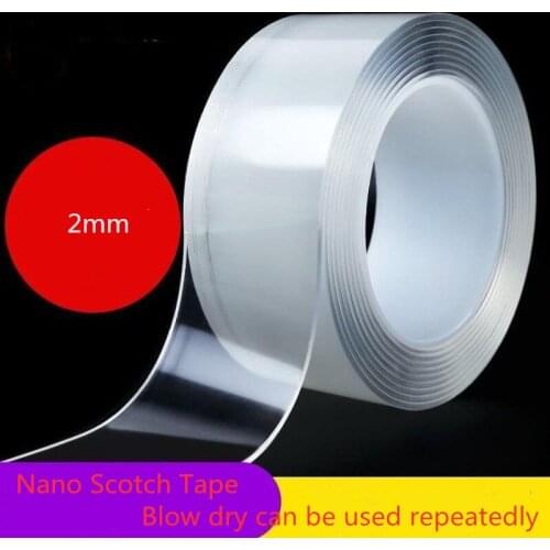 1M-5M Nano Magic Adhesive Bandwidth 3CM Double-sided Tape Transparent Reusable Waterproof Tape Can Clean Household Thickness 2mm