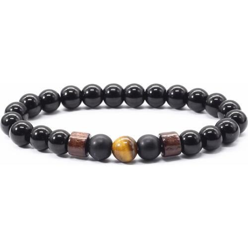 Hot Love Couple Strand Wood Natural Tigerite Stone Beaded Bracelet Charm Femme Homme Men Bracelets Jewelry Gift for Boyfriend