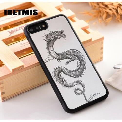 Iretmis Rubber Silicone Phone Cover Case For iPhone 6 6S 7 8 PLUS X XS XR 11 Pro Max Twisting Legendary Chinese Dragon Drawing