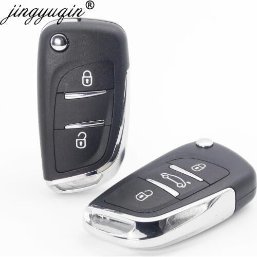 Jingyuqin 10pcs/lot DKT0269 For Peugeot 306 307 408 308 407 partner Modified Flip Car Key Shell 2 Button Fob Case HCA/VA2 Blade