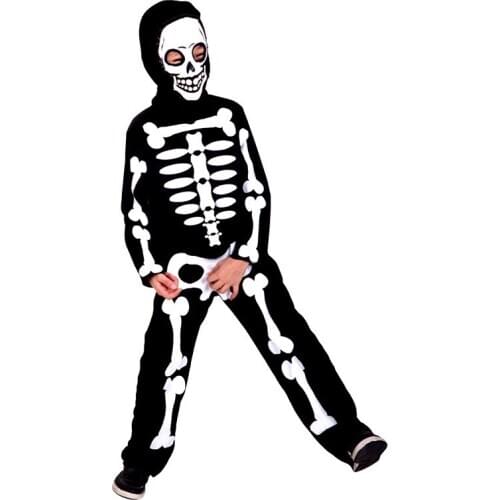 Boy Carnival Halloween Purim Horror Skull Skeleton Bone Costume Day Of The Dead Ghost Outfit Cosplay Fancy Party Dress