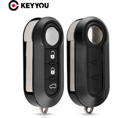 KEYYOU Flip 3 Buttons Remote Car Key Shell Fob Uncut SIP22 Blade For Fiat 500 Punto Ducato Stilo Panda Auto Folding Key Pad Case