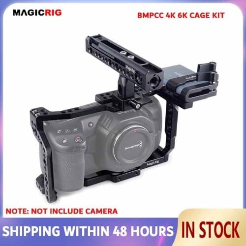 MAGICRIG Camera Cage Kit With Rotatable NATO Handle Grip + T5 SSD Card Mount Clamp for Blackmagic Pocket Cinema Camera 4K&6K