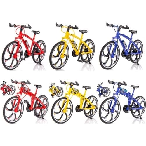 1/10 Scale Simulation Alloy Bicycle Mini Folding Mountain Bike Model Home Office Decoration Ornaments Children Toy