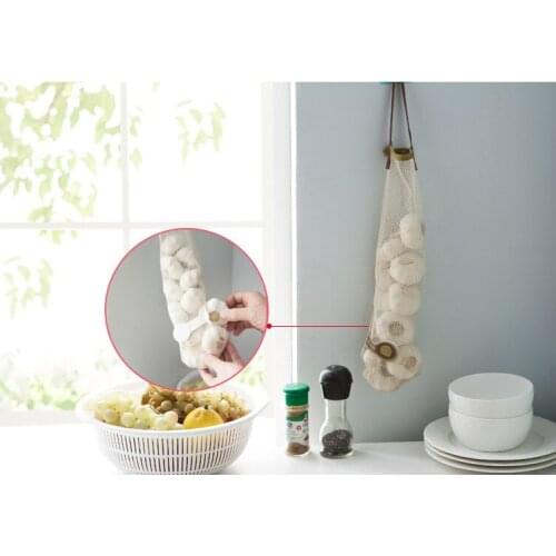 Kitchen storage hangable hollow garlic onion fruit and vegetable breathable mesh bag portable multi-function garbage bag storage