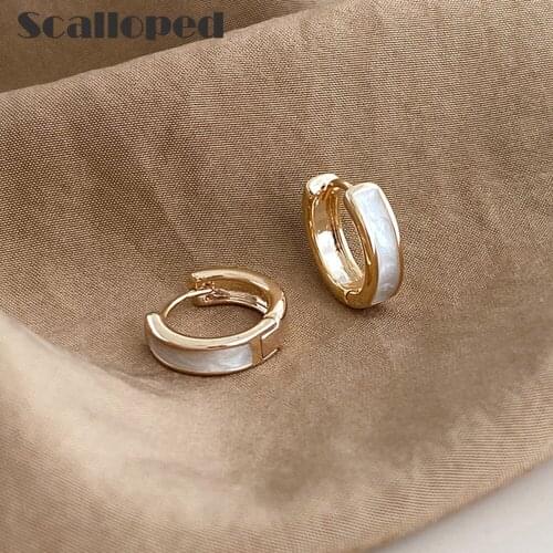 SCALLOPED Fashion Bright Enamel Circle Hoop Earrings Small Exquisite Accessories Luxury Autumn New Women Fine Jewelry