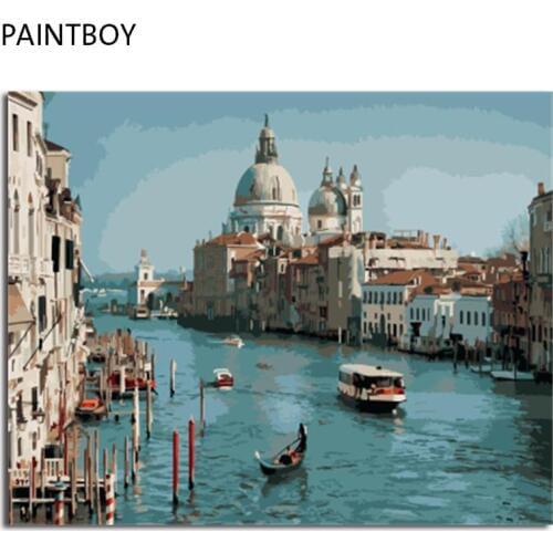 PAINTBOY Landscape Framed Pictures DIY Painting By Numbers Painting and Calligraphy Coloring By Numbers on Canvas