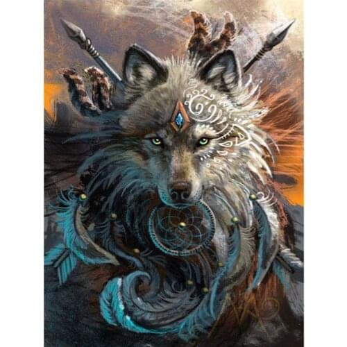 Crystal Warrior Wolf Animal Painting By Numbers Hand Painted Oil Painting Adult Child Picture Colouring Home Decor Unique Gift