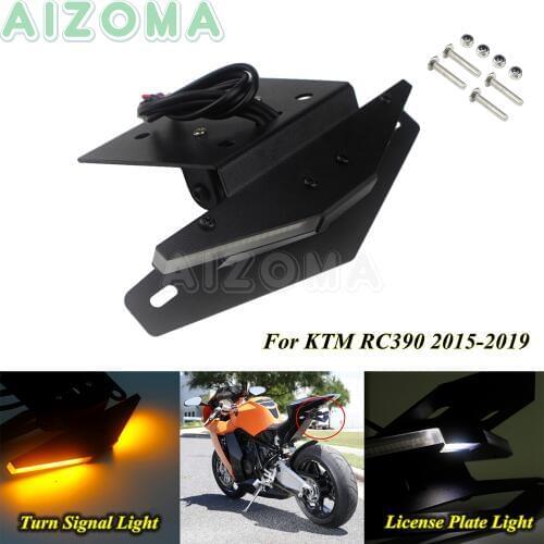 Motorcycle Tail Tidy LED Integarted Fender Eliminator Kit For RC390 15-19 License Plate Holder Bracket w/ Turn Signal Light