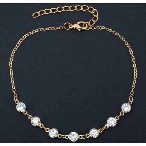 New Summer Fashion Foot Jewelry Zircon Simulated-pearl Anklets Women Gold Color Fashion Ankle Bracelet For Leg Beach Jewelry New