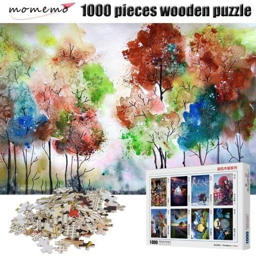 MOMEMO Color Tree Adult Puzzle Games 1000 Pieces Wooden Puzzle Jigsaw Puzzles for Kid Educational Toys Adult Puzzles 1000 Pieces