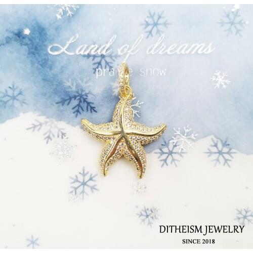 Pendant Starfish 925 Sterling Silver With Golden Color 2021 New Fine Jewelry Accessories Romantic Oceanstar Gift For Women Girls